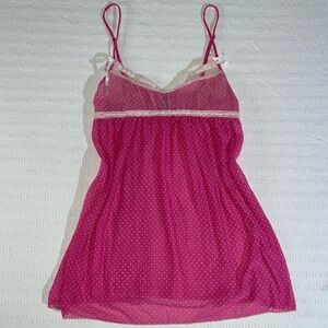 Dreamers Womens Y2K Lace Trim Babydoll Slip Dress Size S Pink Preppy Coquette